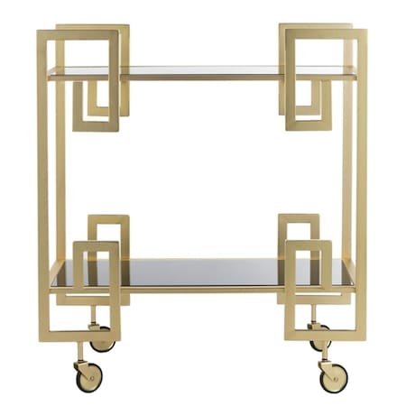 Safavieh Eliza 2 Tier Bar Cart, Brass & Black Glass BCT8005A